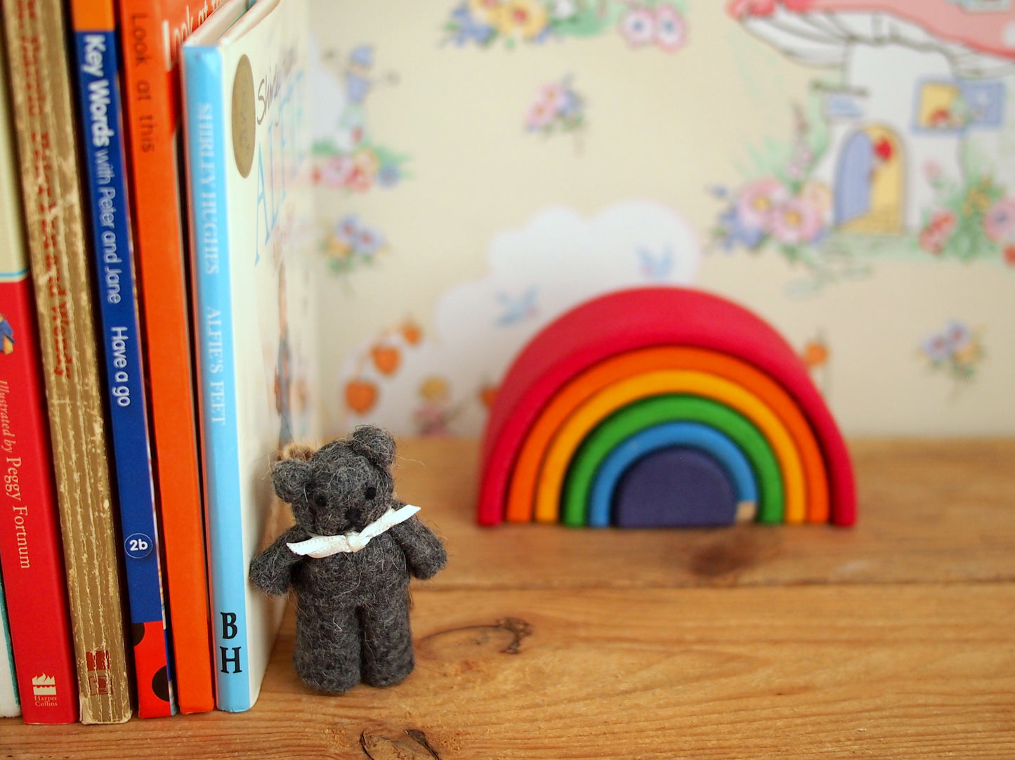Tiny wool felt teddy bear