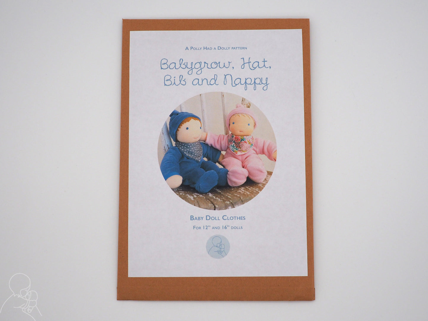 Babygrow, hat, bib and nappy - doll clothes paper pattern